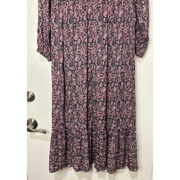 Faherty Isabella Long Sleeve Tiered Midi Dress Fiona Block Print Sz Medium NWOT - Picture 9 of 16